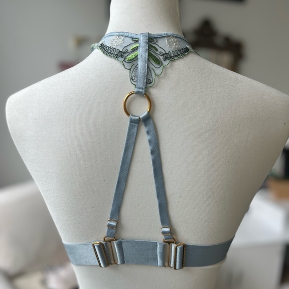 Bordelle Botanica Triangle Soft Bra Light Blue L Rare Floral - Picture 4 of 5